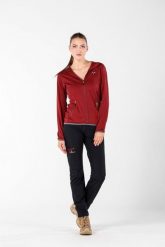 Damska bluza rozpinana z kapturem 100% Merino - Marin/Woolona. Fioletowe bluzy damskie WOOLONA, m, bez wzorów, z materiału, bez ramiączek, z kapturem. Za 540.00 zł.