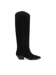 Badura Kowbojki V365-206 Czarny. Czarne kozaki damskie Badura, bez wzorów, ze skóry, bez obcasa, na słupku, bez zapięcia. Za 549.99 zł.