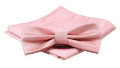 Mucha Męska z Poszetką, Pudrowa, Różowa Jednokolorowa w Drobny Prążek -ALTIES. Czerwone krawaty i muchy Alties, bez wzorów, eleganckie. Za 54.00 zł.