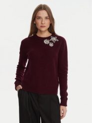 KAOS Sweter RI1KT022 Bordowy Regular Fit. Czerwone swetry nierozpinane damskie KAOS, l, bez wzorów, z wełny, bez kołnierzyka, bez ramiączek. Za 809.99 zł.