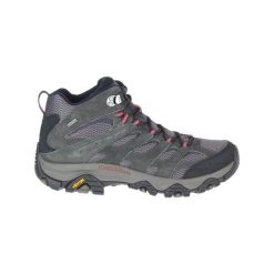 Buty turystyczne męskie Moab 3 Mid GTX. Szare buty sportowe męskie Merrell, bez wzorów, ze skóry, bez zapięcia. Za 689.99 zł.
