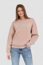 GUESS Beżowa bluza z cyrkoniami Cecilia. Czarne bluzy damskie Guess, s, z aplikacjami, z elastanu, eleganckie, bez ramiączek, bez kaptura. W wyprzedaży za 327.99 zł.
