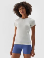 4F Koszulka treningowa regular szybkoschnąca damska - beżowa L. Brązowe koszulki sportowe damskie 4F, l, bez wzorów, z dzianiny, bez ramiączek, na fitness i siłownię. W wyprzedaży za 39.99 zł.