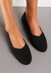Czarne Płaskie Balerinki z Siateczkowego Materiału Nelibra. Czarne balerinki damskie Renee, bez wzorów, eleganckie, bez obcasa, na płaskiej podeszwie, bez zapięcia. Za 44.99 zł.