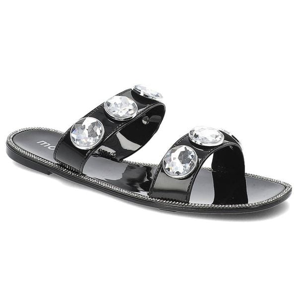 Czarne Klapki Moow Eleganckie Buty Na Lato. Czarne klapki damskie Moow, na lato, z aplikacjami, z jeansu, eleganckie, bez obcasa, bez zapięcia. Za 109.00 zł.