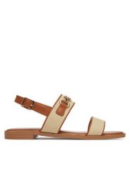 Nine West Sandały 678322-CCC Beżowy. Brązowe sandały damskie Nine West, bez wzorów, z materiału, bez obcasa, na płaskiej podeszwie, bez zapięcia. Za 135.99 zł.