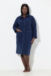 Damskie Szlafrok polarowy stójka zamek błyskawiczny z recyklingu. Niebieskie szlafroki damskie Ulla Popken, plus size, bez wzorów, z materiału, plus size, bez ramiączek, bez kaptura. Za 279.99 zł.