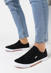 Czarne Tenisówki z Ozdobnymi Przeszyciami Oridorise. Czarne trampki i tenisówki damskie Born2be, bez wzorów, z jeansu, bez zapięcia. Za 69.99 zł.