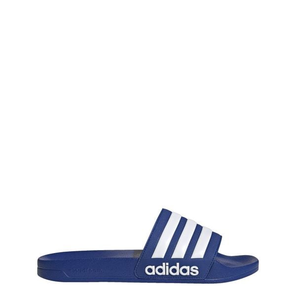 Klapki basenowe Adilette Shower Slides. Białe klapki damskie Adidas, bez wzorów, sportowe, bez obcasa, bez zapięcia. Za 129.00 zł.