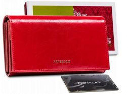 Portfel damski czerwony Peterson PTN PL-411-RED. Czerwone portfele damskie Peterson, ze skóry. Za 134.00 zł.