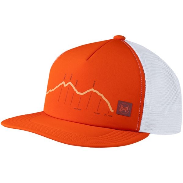Czapka z daszkiem BUFF EXPLORE TRUCKER CAP CRAM. Czerwone czapki damskie Buff, na lato, bez wzorów, z materiału, casualowe. Za 94.40 zł.