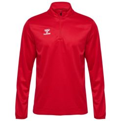 Bluza hmlESSENTIAL HALF-ZIP. Czerwone bluzy damskie Hummel, xl, bez wzorów, sportowe, bez ramiączek, bez kaptura. Za 163.50 zł.