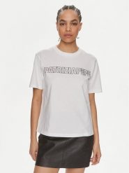 Patrizia Pepe T-Shirt 2M4389/J089-W103 Biały Regular Fit. Białe t-shirty damskie Patrizia Pepe, m, bez wzorów, z bawełny, bez kołnierzyka, bez ramiączek. Za 599.99 zł.