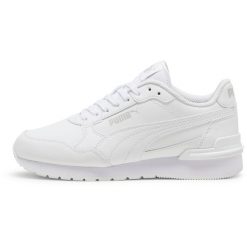 Buty na co dzień damskie Puma St Runner V4 Skóra. Białe obuwie sportowe damskie Puma, bez wzorów, z materiału, bez zapięcia, trekkingowe. Za 164.99 zł.
