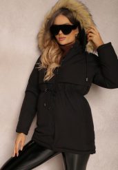 Czarna Kurtka Parka z Kapturem z Futerkiem Bimi. Czarne kurtki damskie Renee, na jesień, l, z aplikacjami, z kapturem. Za 169.99 zł.