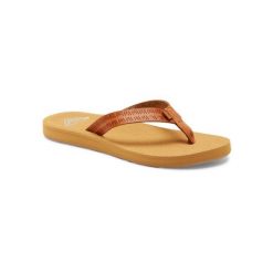 Klapki plażowe dla Kobiety PORTO Beżowy. Brązowe klapki damskie Roxy, bez wzorów, z materiału, bez obcasa, bez zapięcia. Za 139.99 zł.