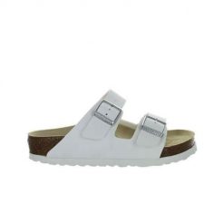 Klapki męskie Birkenstock Arizona. Białe klapki męskie Birkenstock, bez wzorów, z jeansu, bez zapięcia. Za 589.00 zł.