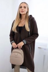 Bluza na suwak z kapturem brązowa. Brązowe bluzy damskie KESI, l, bez wzorów, z bawełny, eleganckie, bez ramiączek, z kapturem. Za 355.46 zł.