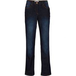 Dżinsy Straight, Mid Waist, ze stretchem. Niebieskie jeansy damskie bonprix, bez wzorów, z jeansu, klasyczne. Za 97.99 zł.