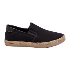 Męskie Tenisówki Espadryle Z Plecionką Czarne Fenen. Czarne trampki męskie bez wzorów, z materiału, eleganckie, bez zapięcia. Za 132.82 zł.