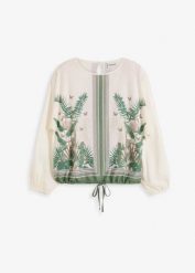 Tunika shirtowa z nadrukiem. Białe tuniki damskie bonprix, bez wzorów, eleganckie, bez ramiączek. Za 107.99 zł.