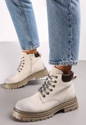 Beżowe Traperki z Lekkim Ociepleniem Malak. Brązowe trapery damskie Born2be, bez zapięcia. Za 94.99 zł.