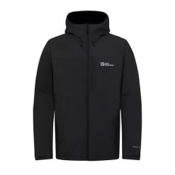 Kurtka męska przeciwdeszczowa Jack Wolfskin NEW SMU HIGHLAND. Czarne kurtki męskie Jack Wolfskin, l, bez wzorów, bez kaptura. Za 599.00 zł.