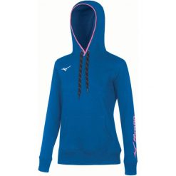 Damska bluza z kapturem Mizuno Wom. Niebieskie bluzy damskie Mizuno, xs, bez wzorów, bez ramiączek, z kapturem. Za 233.50 zł.