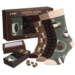 Zestaw skarpet męskich w różne wzory o tematyce kawy w rozmiarze 38-44 Peterson PTN SML-S3W-CO-38-44. Skarpety męskie Peterson, bez wzorów. Za 59.99 zł.