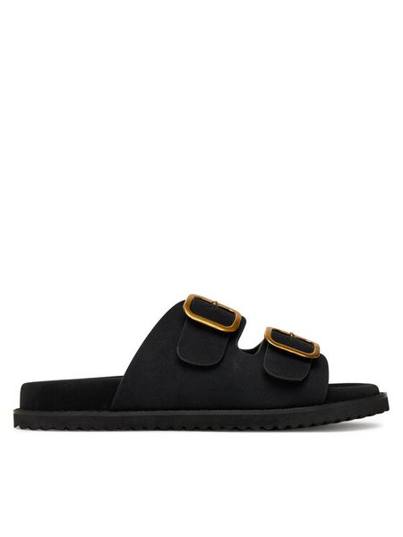 DeeZee Klapki J362023 Czarny. Czarne klapki damskie DeeZee, bez wzorów, z materiału, bez obcasa, bez zapięcia. Za 139.99 zł.