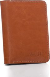 Solier Cienki skórzany męski portfel z bilonówką SOLIER SLIM JASNY BRĄZ. Portfele męskie Solier, bez wzorów. Za 67.99 zł.