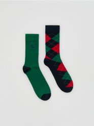 2 pack świątecznych skarpet - zielony. Zielone skarpety męskie Reserved, bez wzorów. Za 29.99 zł.