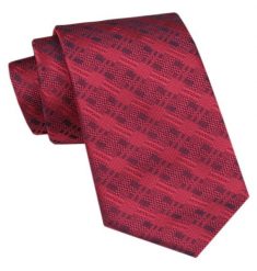 Elegancki Krawat Męski Angelo di Monti - Czerwony w Geometryczny Wzór. Czerwone krawaty i muchy Angelo di Monti, bez wzorów, z tkaniny, eleganckie. Za 45.00 zł.