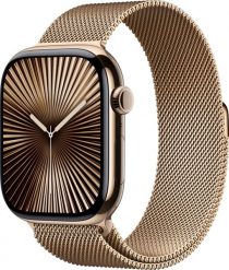 Smartwatch Apple Watch 10 GPS + Cellular 46mm Gold Titanium Milanese Loop M/L Złoty (MX003ET/A). Żółte zegarki smartwatch Apple, bez wzorów. Za 4,218.99 zł.