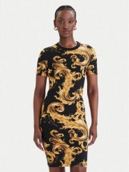 Versace Jeans Couture Sukienka codzienna 80HAO939 JS553 Czarny Slim Fit. Czarne sukienki damskie Versace Jeans Couture, na co dzień, xs, bez wzorów, z bawełny, bez kołnierzyka, bez ramiączek, proste. Za 732.99 zł.