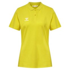 Damska koszulka polo Hummel Go 2.0. Żółte bluzki damskie Hummel, bez wzorów, bez kołnierzyka, bez ramiączek. Za 152.50 zł.