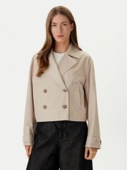 Calvin Klein Trencz LV044B541G Beżowy Regular Fit. Brązowe płaszcze damskie Calvin Klein, xs, bez wzorów, z bawełny, bez kołnierzyka, bez kaptura. Za 699.99 zł.