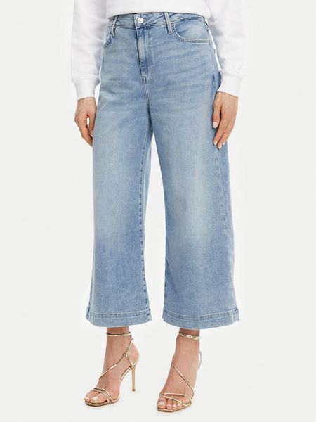 Guess Jeansy W5GA2E D5O90 Niebieski Wide Leg. Niebieskie jeansy damskie Guess, z aplikacjami, z bawełny. Za 299.99 zł.