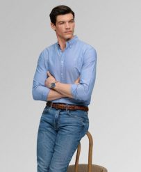 Superdry Koszula Classic Oxford z długim rękawem z bawełny organicznej. Niebieskie koszule damskie Superdry, xl, bez wzorów, z bawełny, eleganckie, bez kołnierzyka, bez ramiączek. Za 333.35 zł.