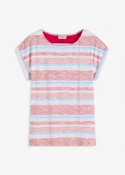 T-shirt z czystej bawełny organicznej. Brązowe t-shirty damskie bonprix, bez wzorów, z bawełny, bez kołnierzyka, bez ramiączek. Za 59.99 zł.