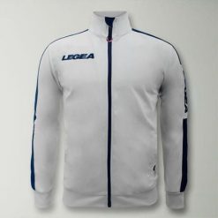 Kurtka California Junior do biegania Biało-Niebieska. Białe kurtki męskie Legea, m, bez wzorów, z poliesteru, z kapturem, do biegania. Za 64.00 zł.