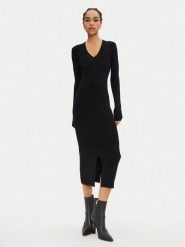 Calvin Klein Sukienka dzianinowa K20K207491 Czarny Slim Fit. Czarne sukienki damskie Calvin Klein, l, bez wzorów, z dzianiny, bez kołnierzyka, bez ramiączek. Za 659.99 zł.