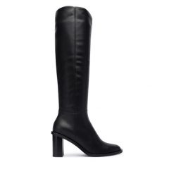 Kozaki Max Mara. Czarne kozaki damskie Max Mara, bez wzorów, bez obcasa, na słupku, bez zapięcia. Za 4,869.00 zł.