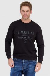 LA MARTINA Czarna bluza męska z vintage logo. Czarne bluzy męskie La Martina, l, bez wzorów, vintage, bez ramiączek, bez kaptura. W wyprzedaży za 299.99 zł.