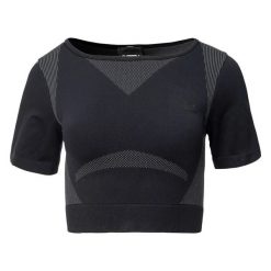 T-shirt Damski Cropped Ingel. Czarne t-shirty damskie IQ, bez wzorów, sportowe, bez kołnierzyka, bez ramiączek. Za 123.99 zł.