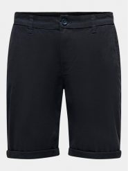 Only & Sons Szorty materiałowe Peter 22027905 Granatowy Regular Fit. Niebieskie szorty męskie Only & Sons, bez wzorów, z bawełny. Za 109.99 zł.