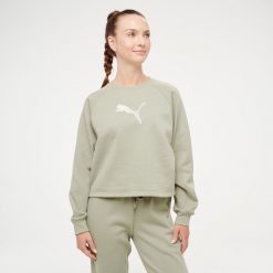 Bluza damska Puma crop. Zielone bluzy damskie Puma, s, bez wzorów, z bawełny, eleganckie, bez ramiączek, bez kaptura. Za 169.99 zł.