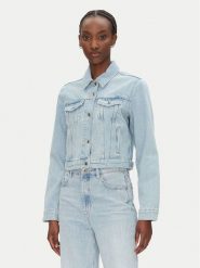 Patrizia Pepe Kurtka jeansowa 8O0170/D1WZB-CA49 Niebieski Regular Fit. Niebieskie kurtki damskie Patrizia Pepe, bez wzorów, z bawełny, bez kaptura. Za 669.99 zł.