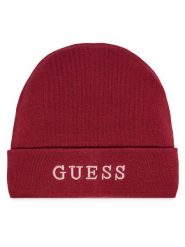 Guess Czapka AW5189 POL01 Bordowy. Czerwone czapki damskie Guess, na zimę, z aplikacjami, z materiału. Za 119.99 zł.