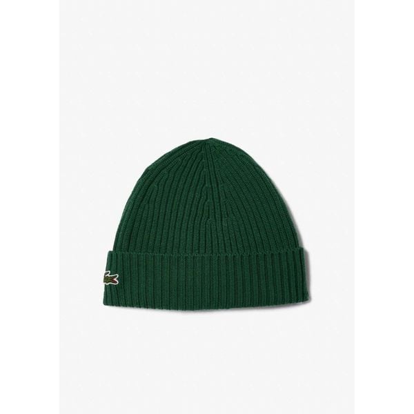 Czapka zimowa wełniana Lacoste Ribbed Wool Beanie Zielona - RB0001-132. Zielone czapki damskie Lacoste, na zimę, bez wzorów, z wełny. Za 274.85 zł.